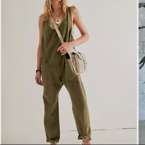 Free People Olive Green Jumpsuit - Picture 1 of 11